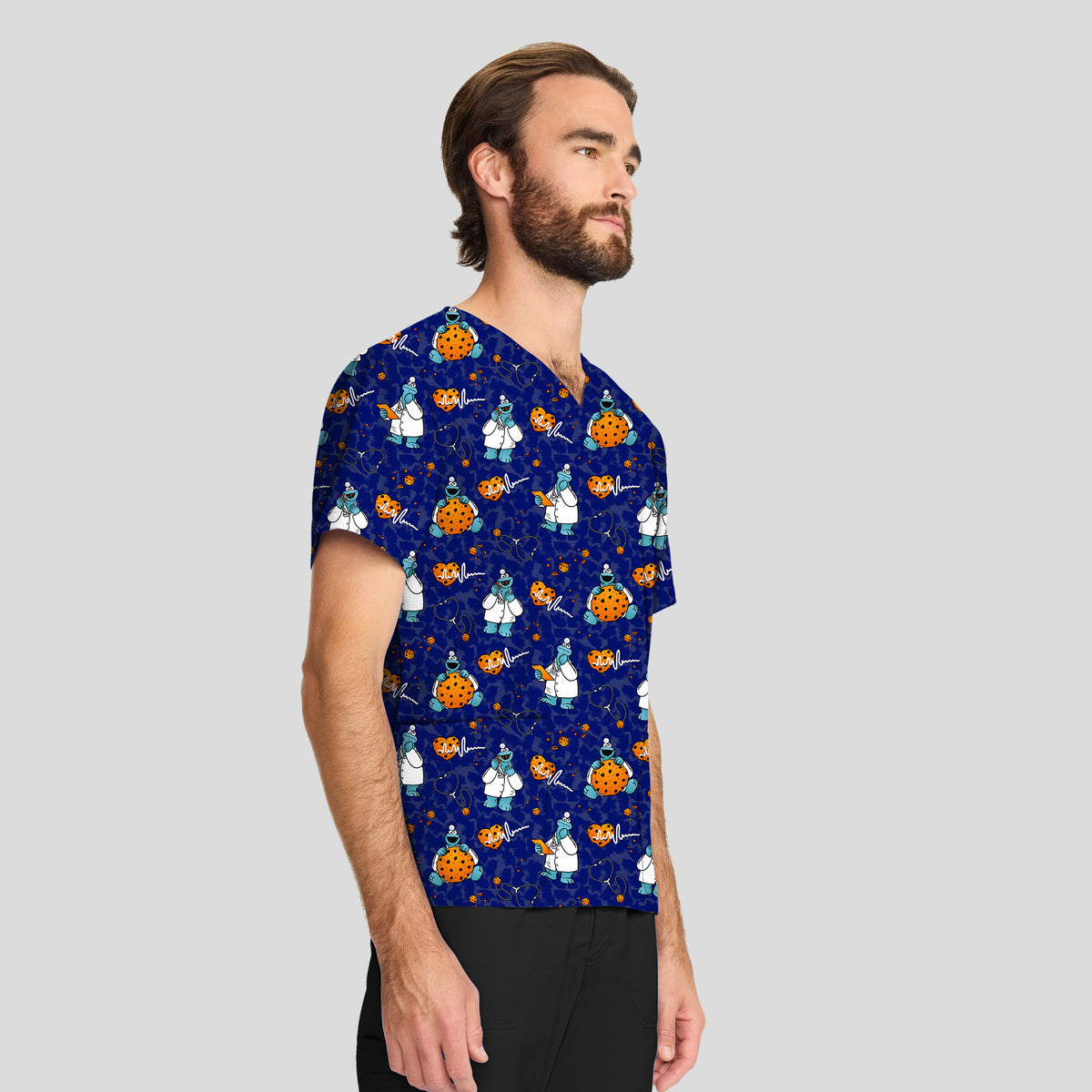 Doctor Cookies Unisex Print Scrub Top