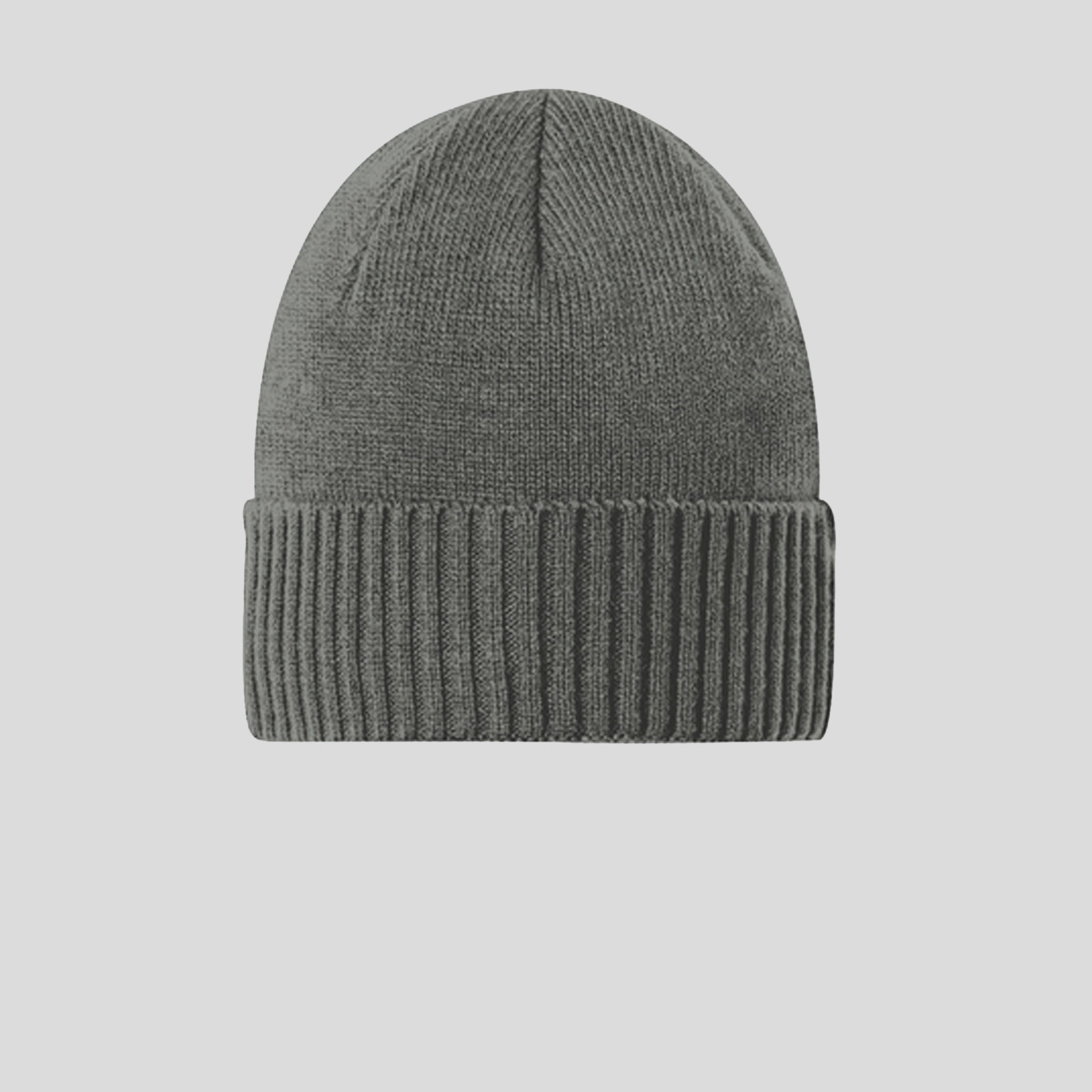 Rib Knit Cuff Beanie | Deep Smoke