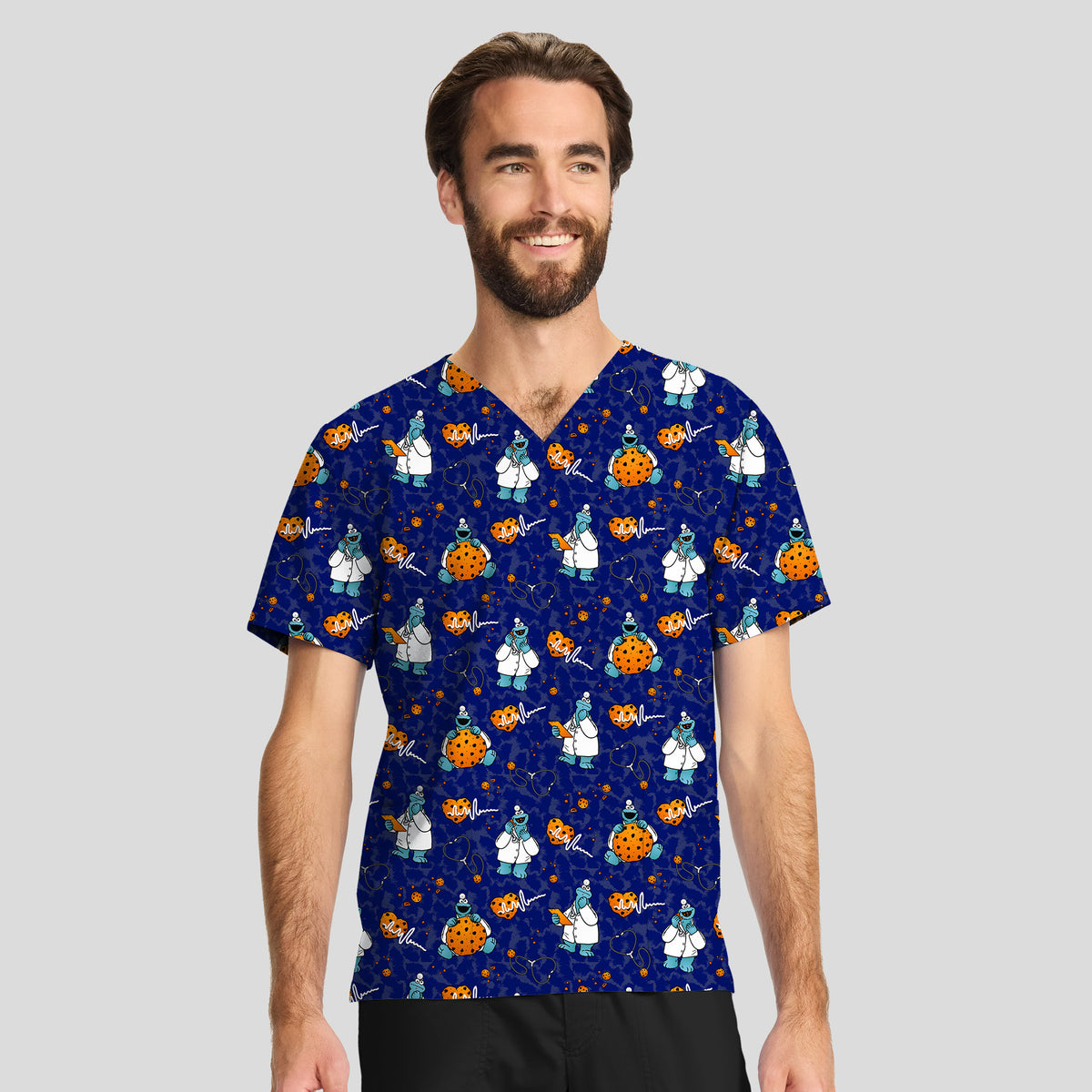 Doctor Cookies Unisex Print Scrub Top